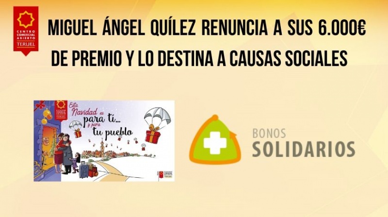 El ganador de la campaña de Navidad del CCA de Teruel, renuncia a sus 6.000€ para que sea repartido entre gente más necesitada